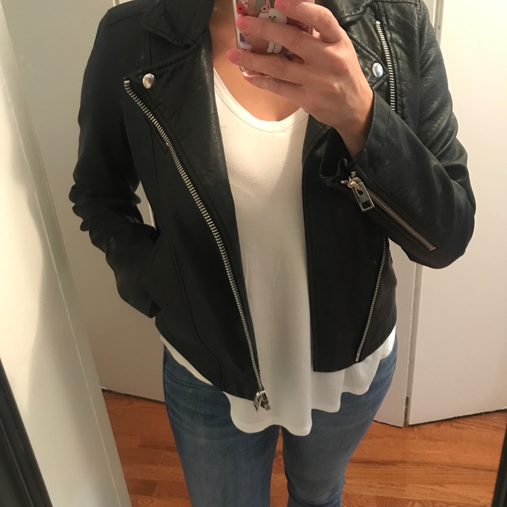 Motorcycle leather jacket faux